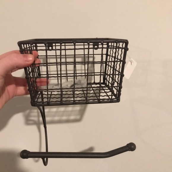 Grey Farmhouse Toilet Paper Holder with Shelf - Picture 3 of 4